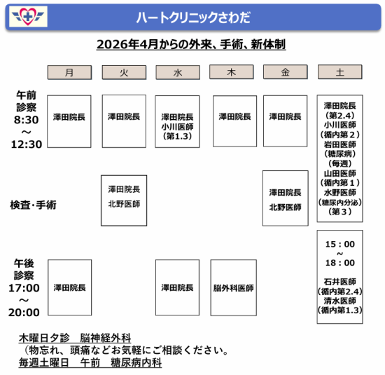 2023年4月からの外来、手術、新体制